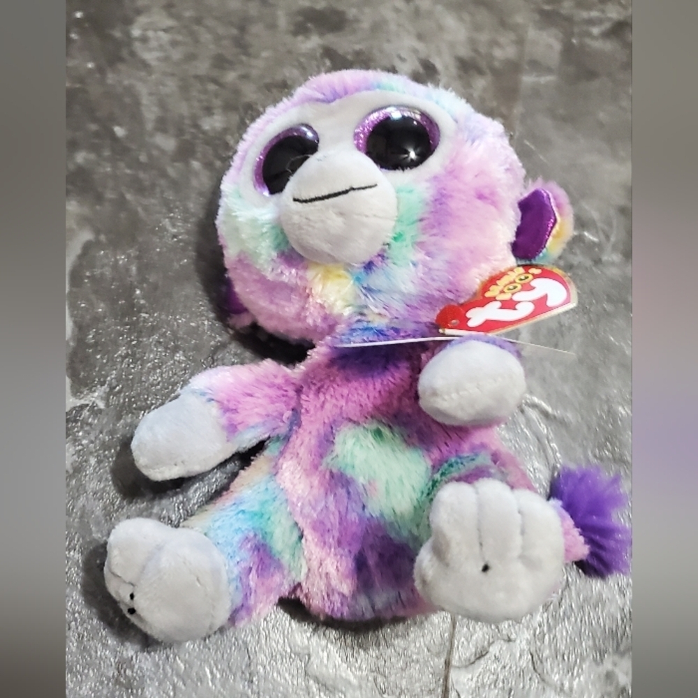 Ty Beanie Boos Multicolored Monkey Zuri Plush 6 Inch New with Tags.